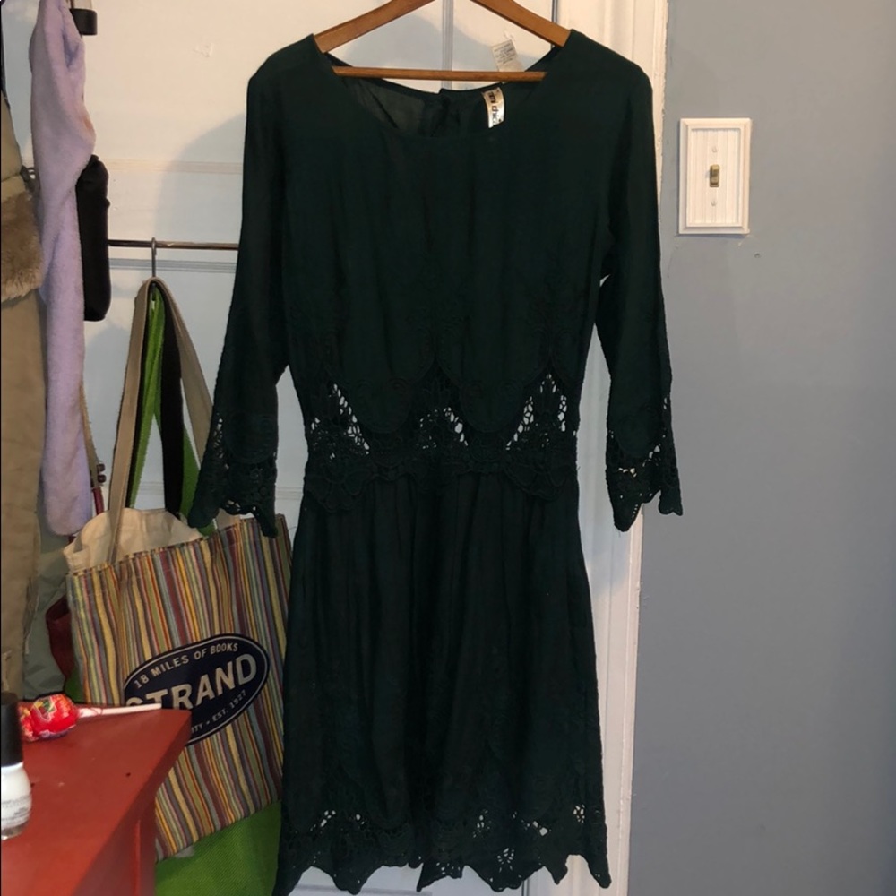 Green embroidered dress